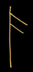 Oss-runen fra 16-futhorken i Alan Daugaards ovale amuletter