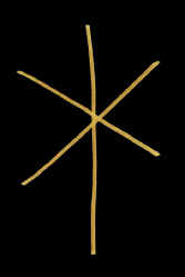 Hagal-runen fra 16-futhorken i Alan Daugaards ovale amuletter